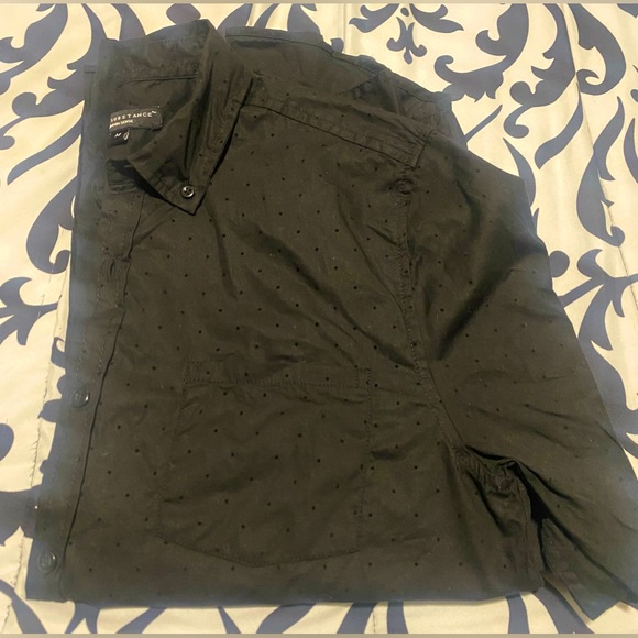 Used Mens Truth Substance Black Textured Button Down Dress Shirt -size M - Picture 2 of 8